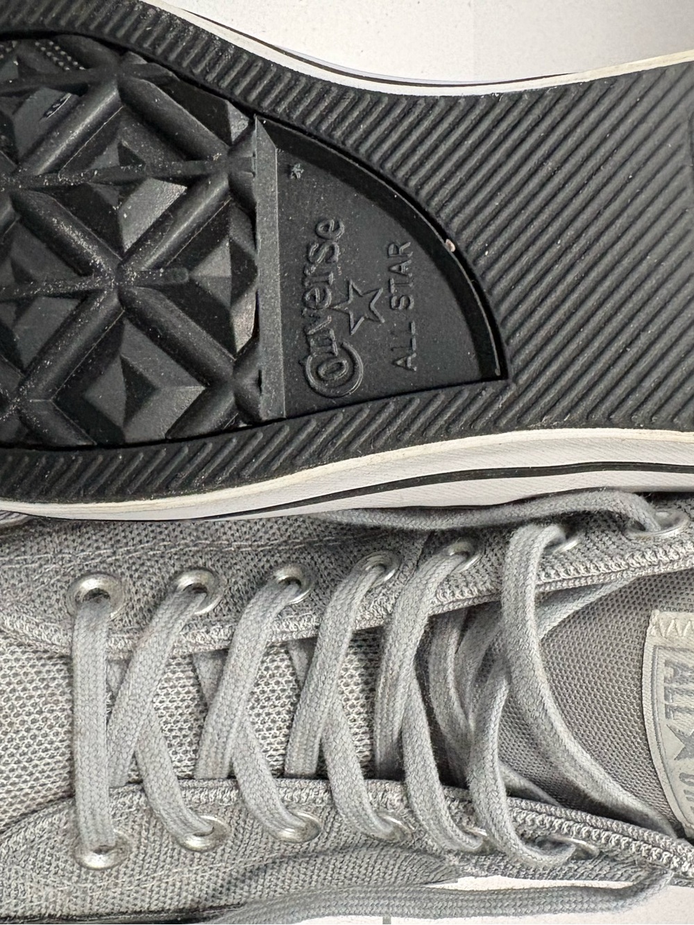 Converse All Star Chucks Low Top Sneakers in Light Gray and White - Picture 2 of 4